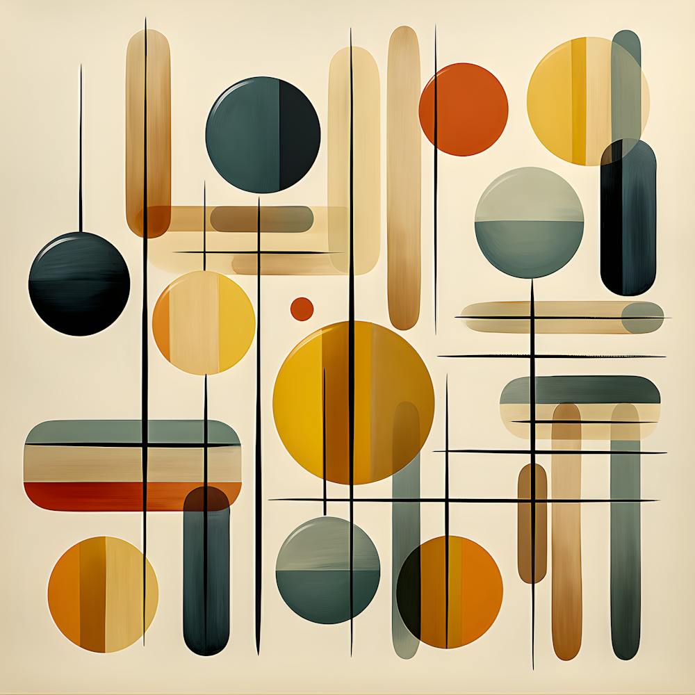 Mid Century Modern Geometric Abstract Composition