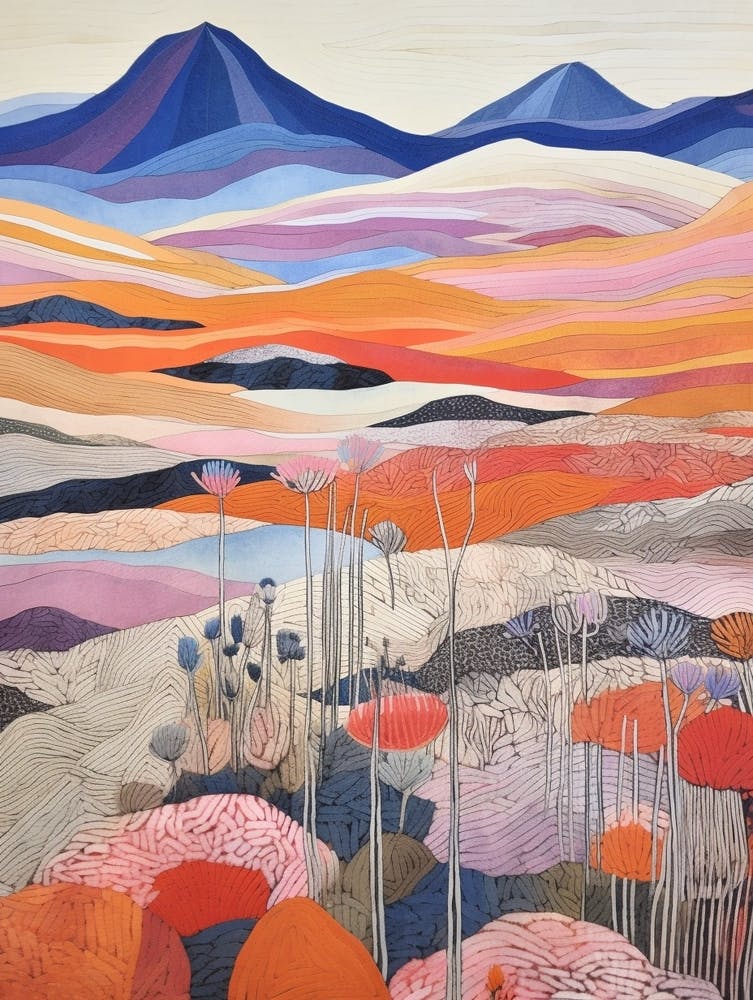 Skiddaw England Colourful Mountain Illustration