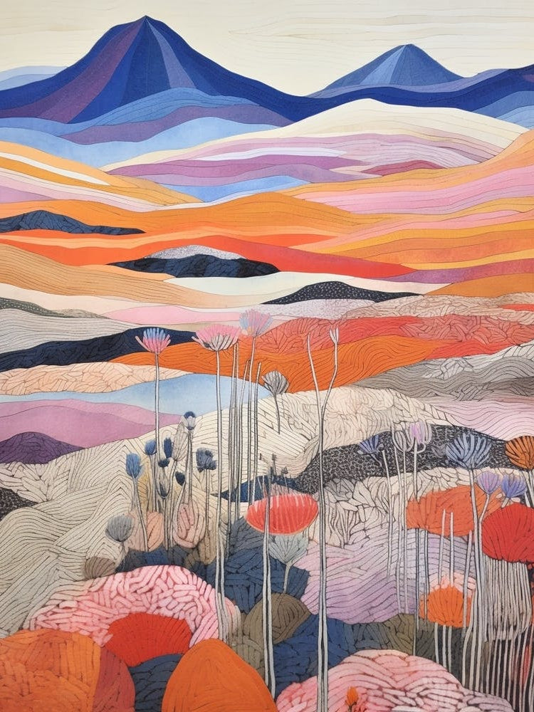 Skiddaw England Colourful Mountain Illustration