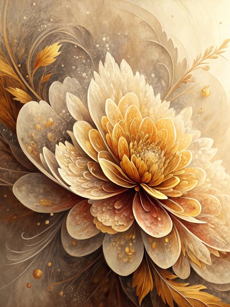Oil Painting Style Dimensional Flower Burst