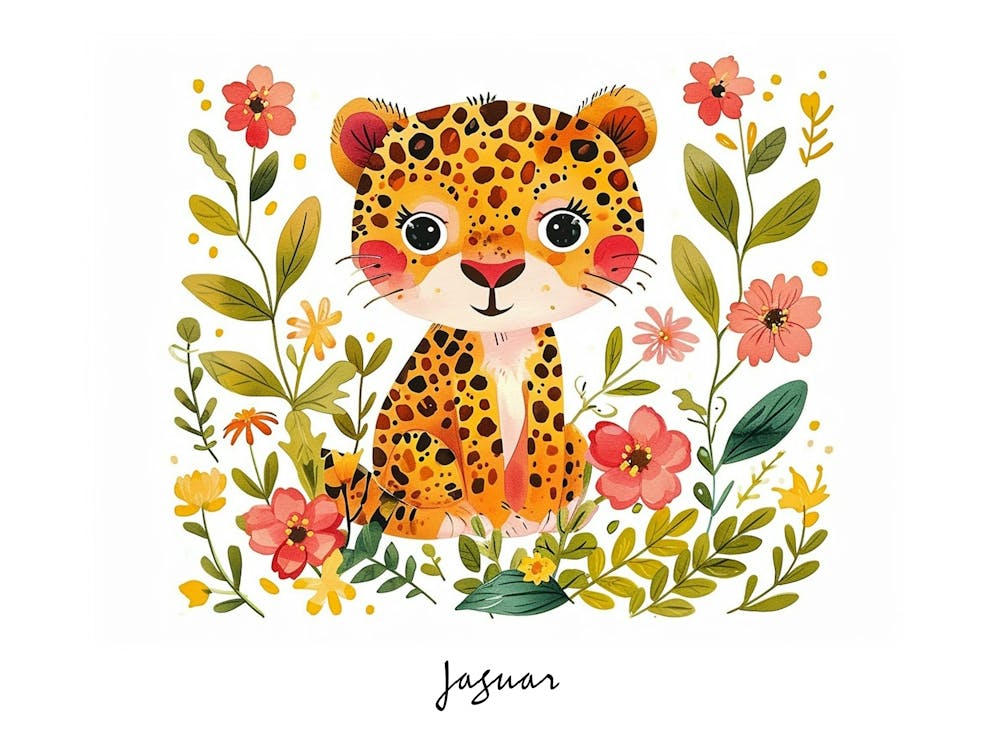 Kleiner floraler Jaguar 1 Poster