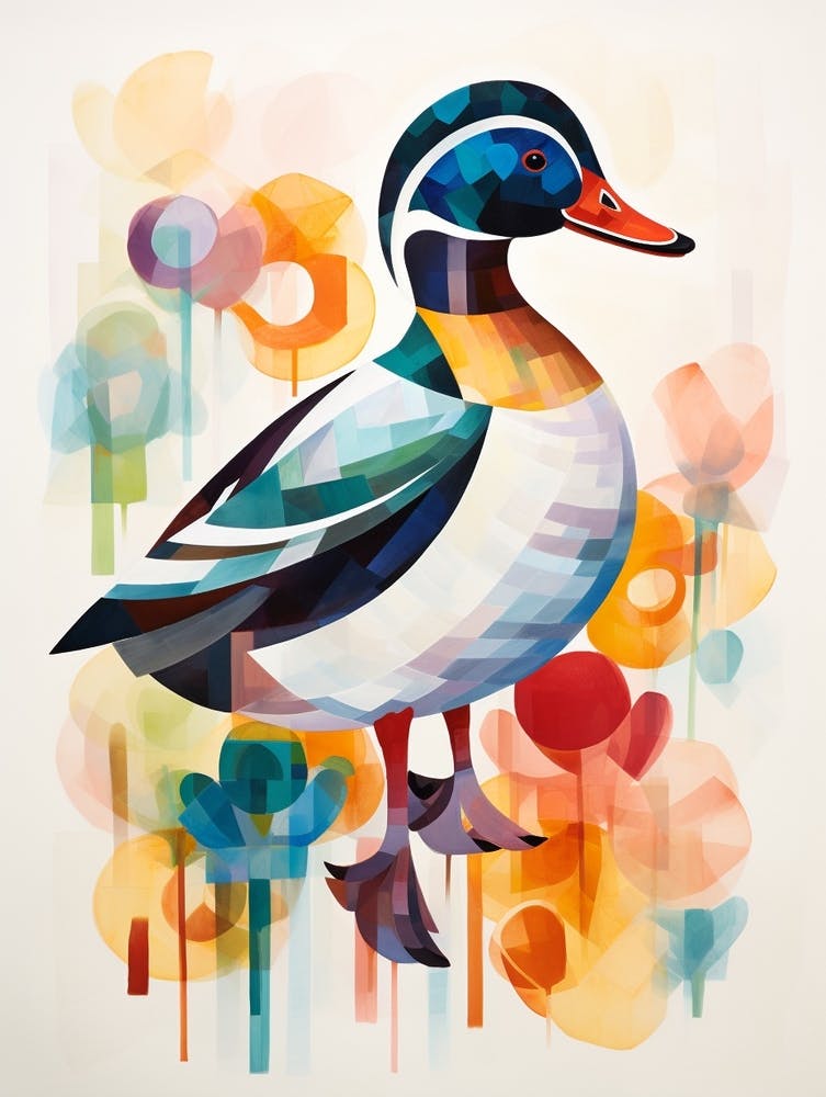 Bird Painting Collage Mallard Duck 1