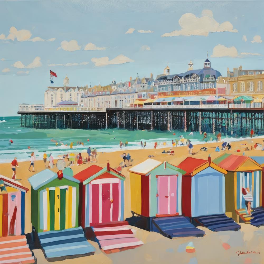 Brighton Beach Series in Style of David Hockney 1