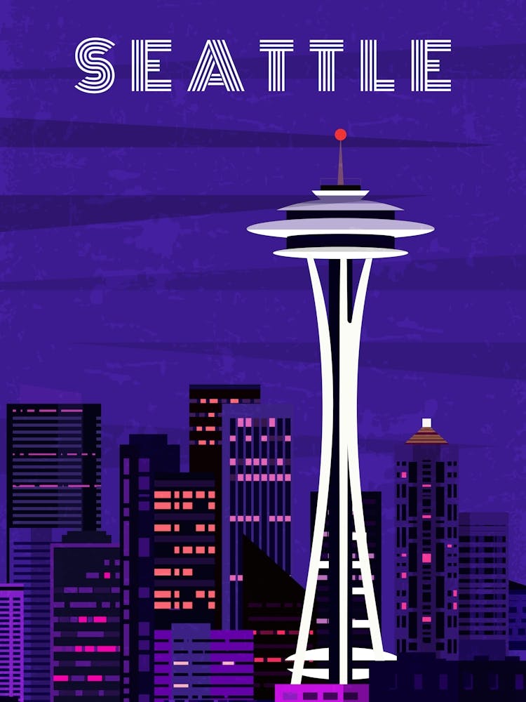 Seatle, USA — Retro travel minimalist poster