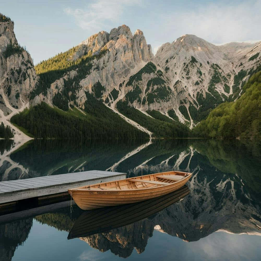 Wooden Boat On A Lake