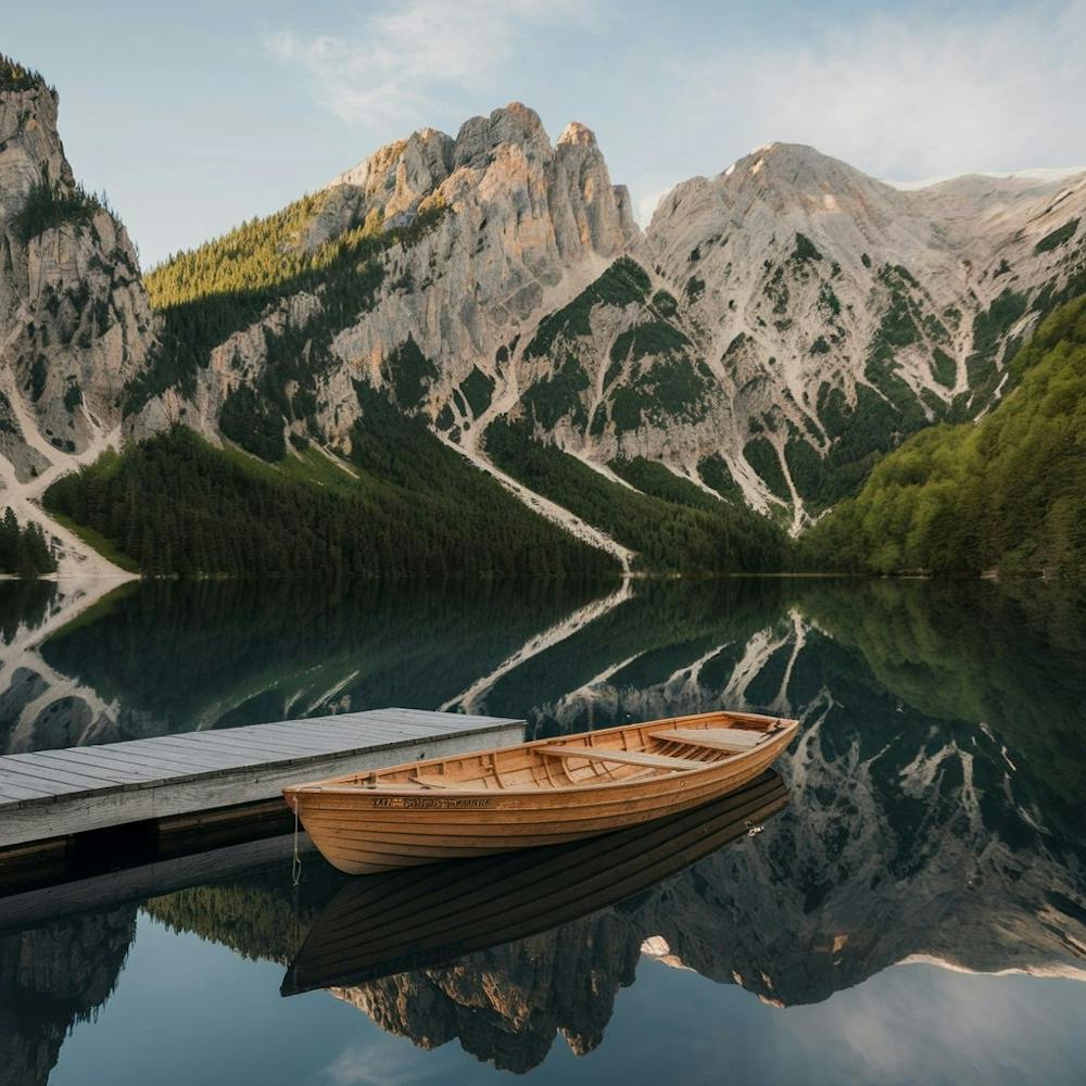 Wooden Boat On A Lake
