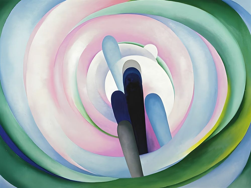 Georgia O'Keeffe - Grey Blue and Black, Pink Circle