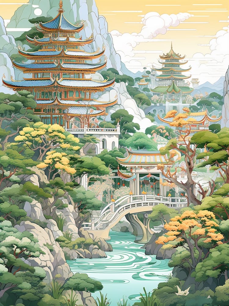 Summer Palace China Modern Illustration 3