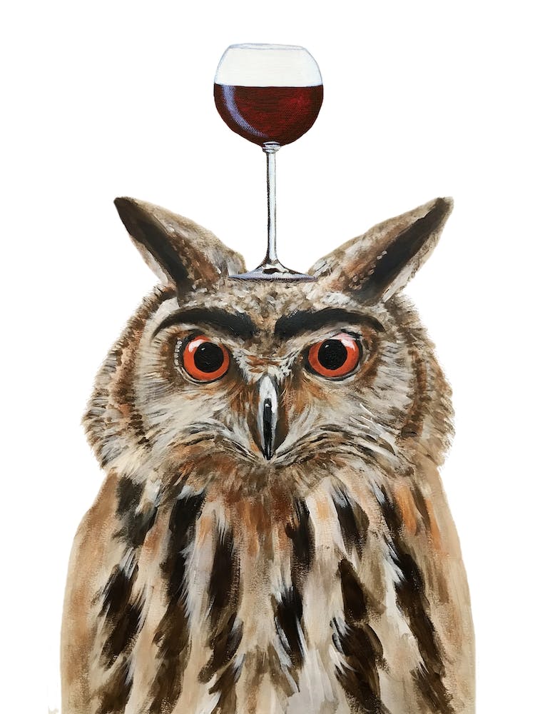 Owl With Wineglass