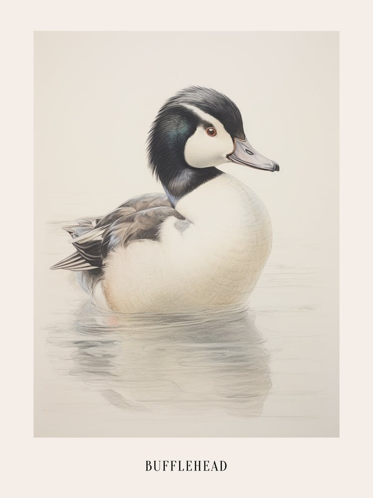 Vintage Bird Drawing Bufflehead 2 Poster