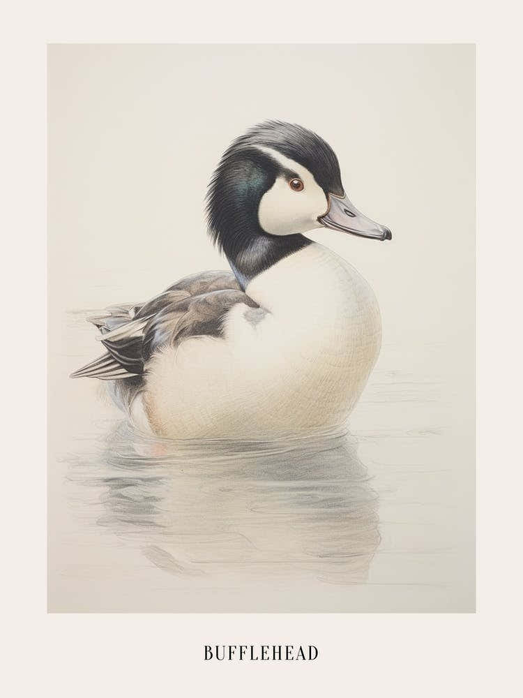 Vintage Bird Drawing Bufflehead 2 Poster