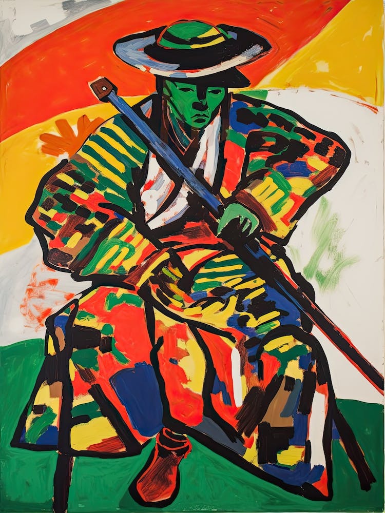 Samurai In Fauvist Matisse Japanese Style  10