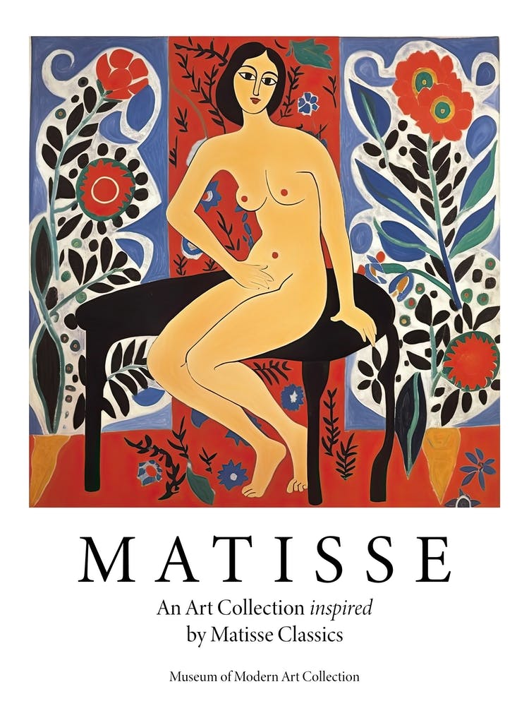 Floral Woman Pose, The Matisse Inspired Art Collection Poster