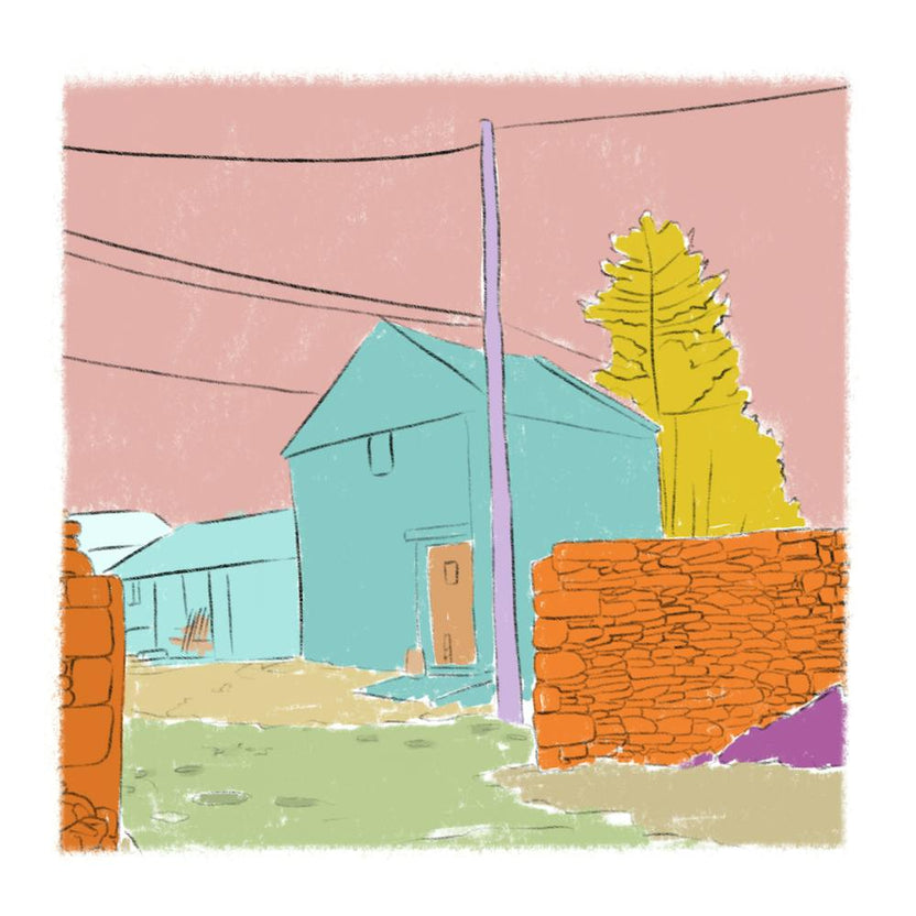 House In The Country, countryside, building, illustration, wall art