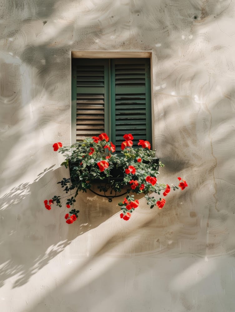 Red Roses In A Window