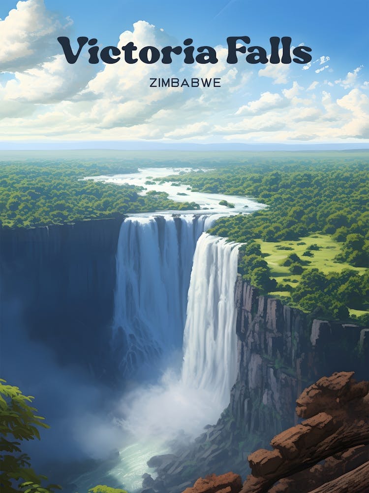 Victoria Falls Zimbabwe Tourist Destination Travel Art