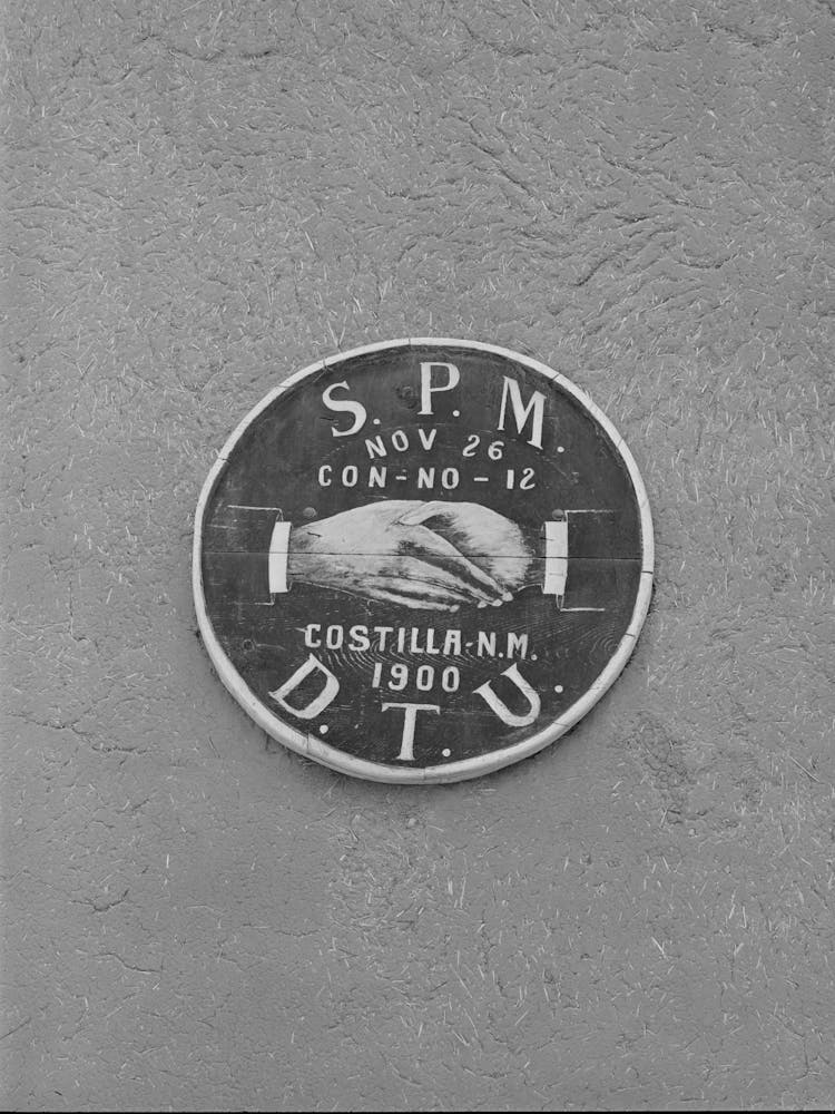 Insignia On Lodge Hall In Spanish American Town, Costilla, New Mexico By Russell Lee