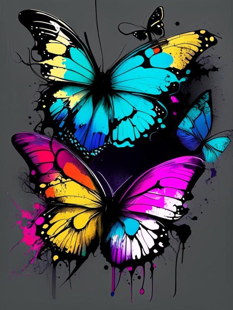 Colorful Butterflies Graffiti Illustration 1