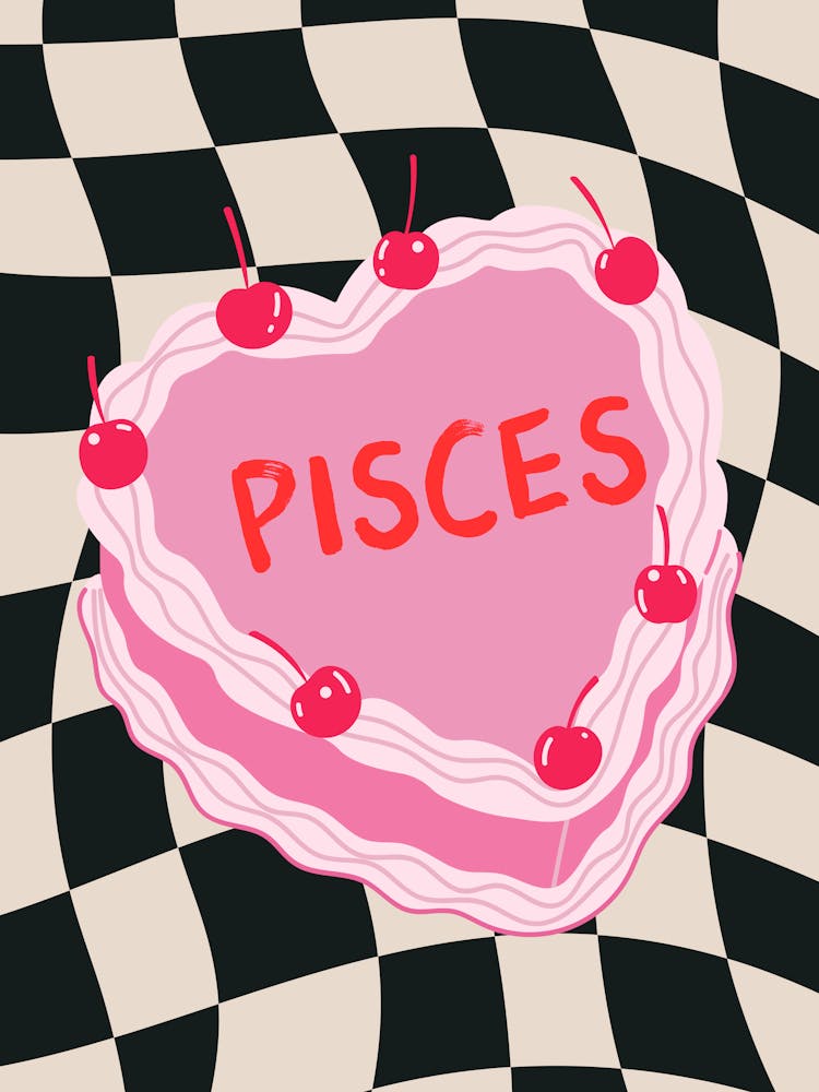 Pisces Zodiac Heart Cake