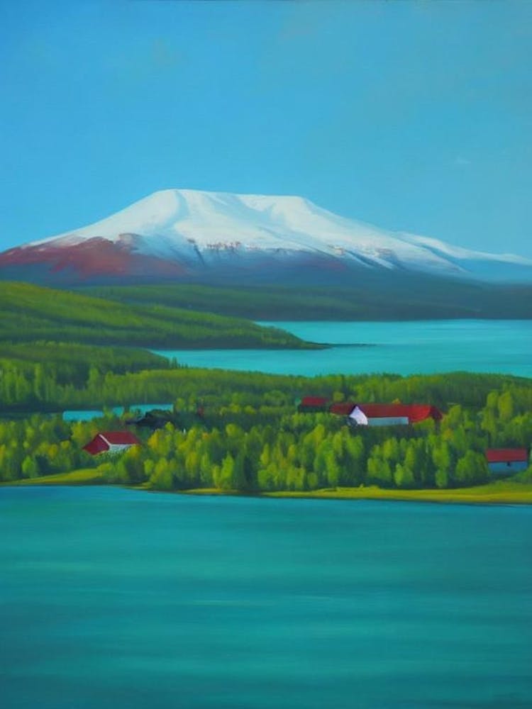 Abisko National Park Sweden Blue Oil Painting 1 