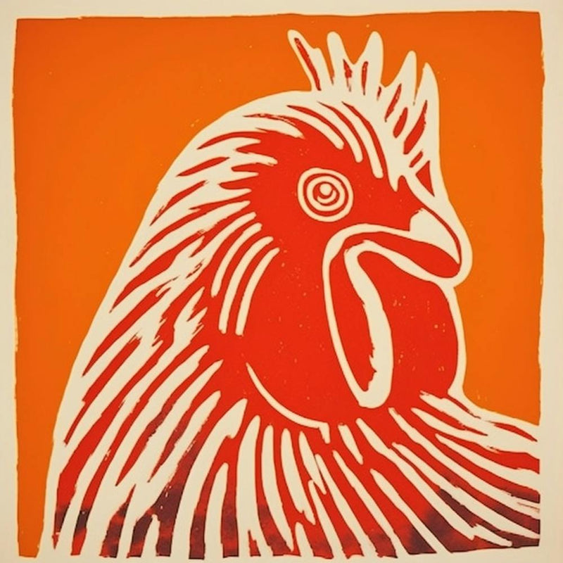 Retro Bird Lithograph Chicken 4