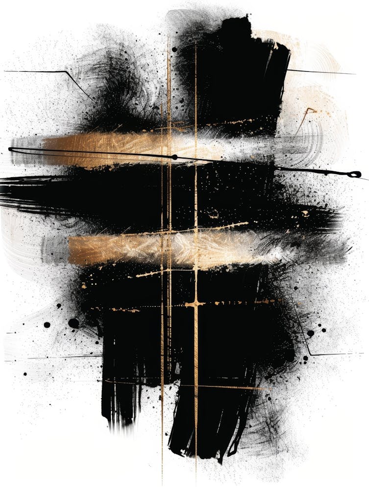 Abstract Black And Gold Painting 8