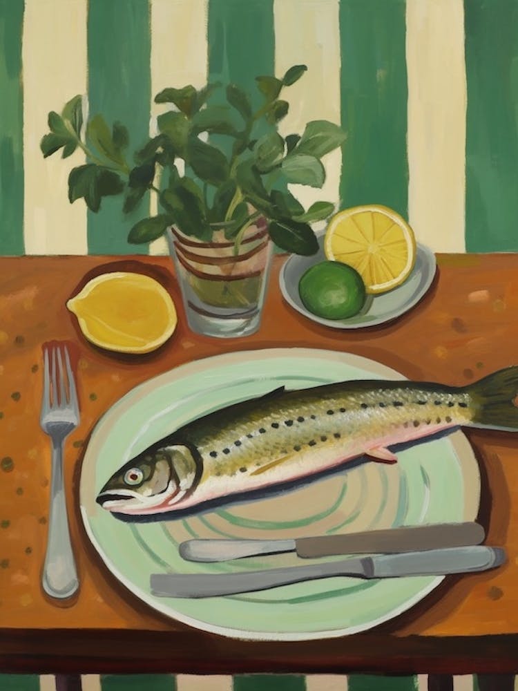 Truite Peinture de Nature Morte Italienne