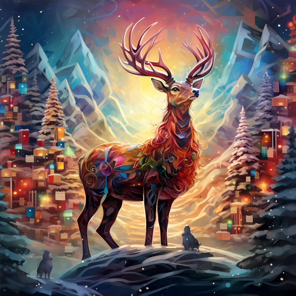 Snowfall Serenity: Seamless Christmas Deer Cascade