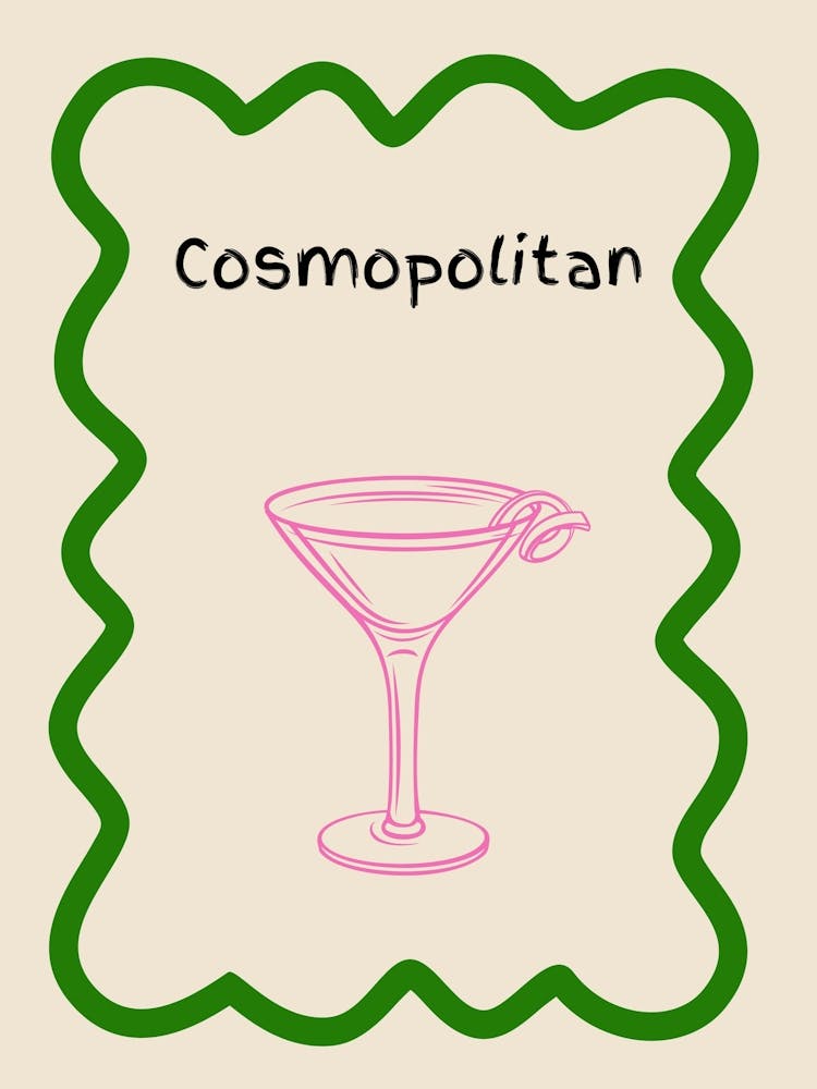 Cosmopolitan Doodle Poster Green & Pink