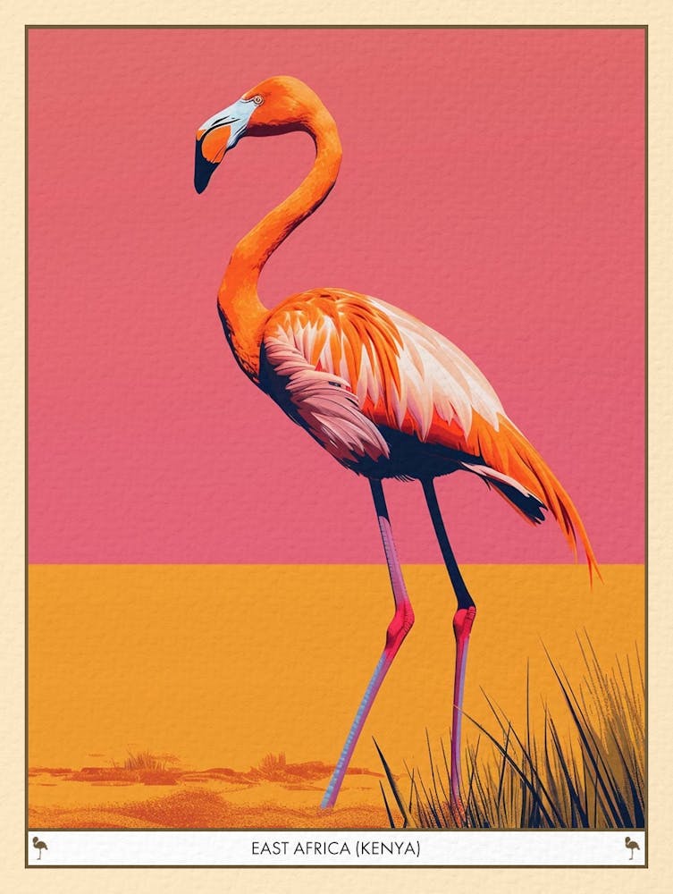 Greater Flamingo East Africa Kenya Tropical Illustration 6 Poster