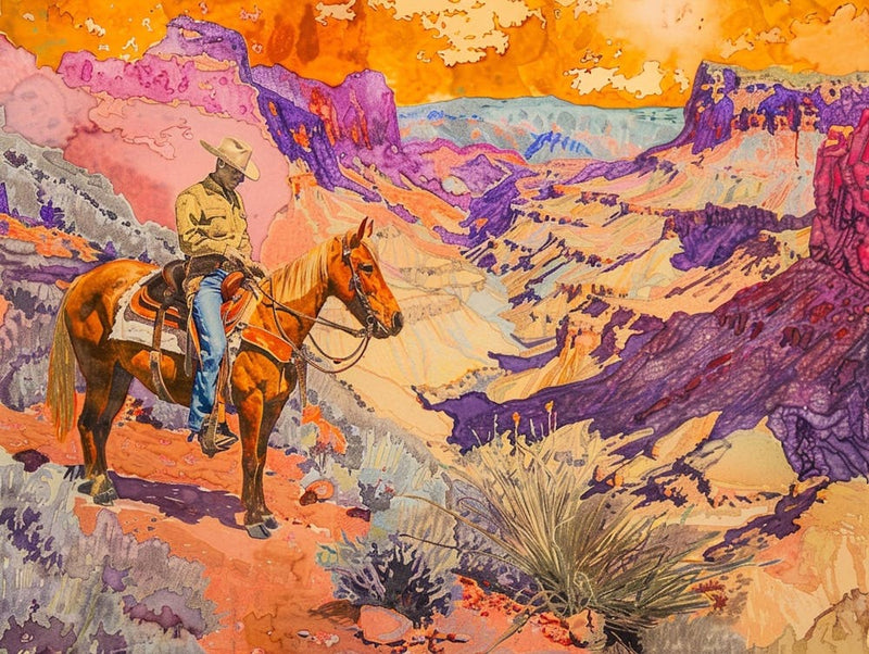 Cowboy Painting Red Rock Canyon Nevada 2