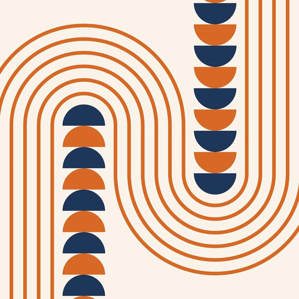 Geometric Lines Midcentury Modern 1 In Navy Blue And Burnt Orange 02