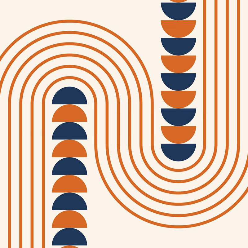Geometric Lines Midcentury Modern 1 In Navy Blue And Burnt Orange 02
