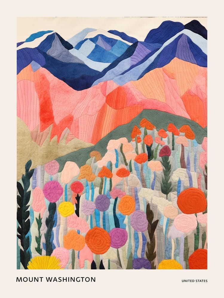 Mount Washington United States 4 Colourful Mountain Illustration Poster