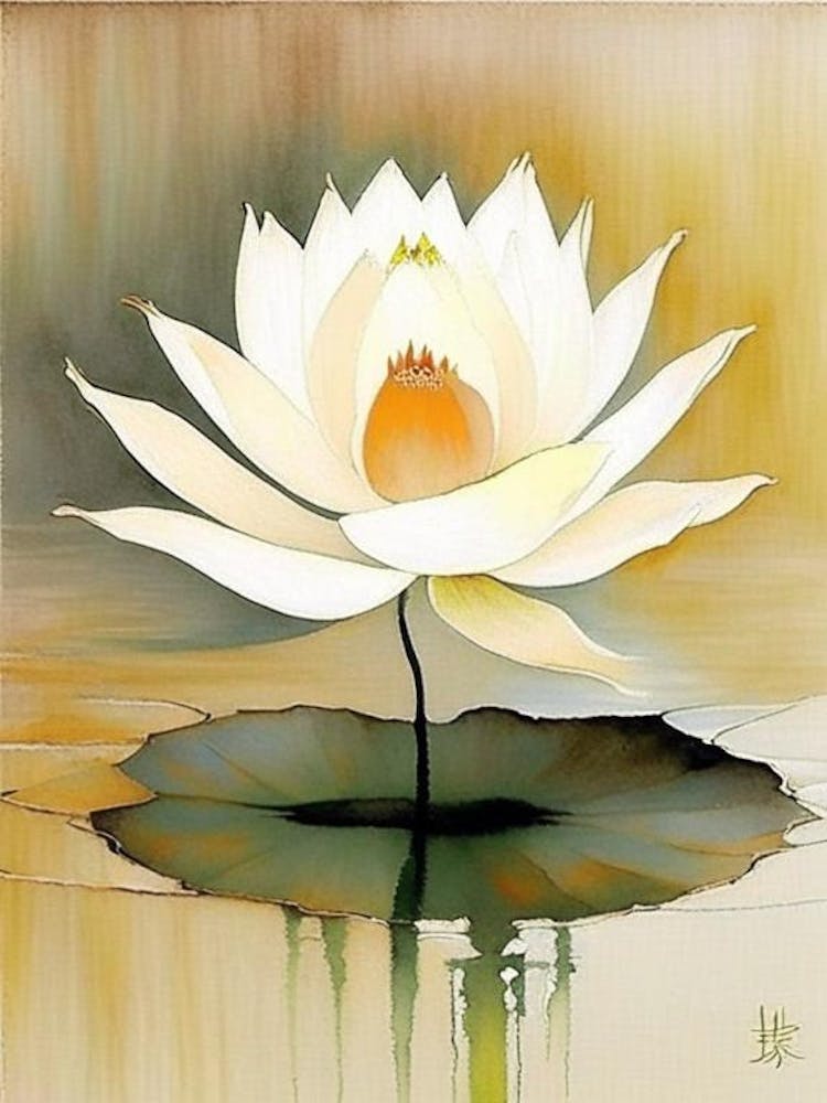 Lotus Flower Symbol Abstract Painting
