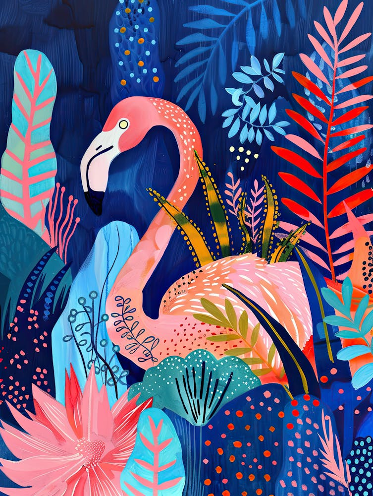 Celestial Flamingo Matisse Style