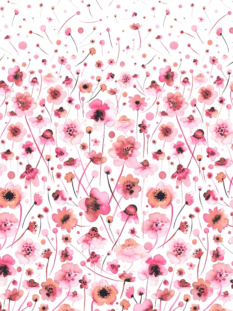 Ink Soft Flowers Pink Degrade