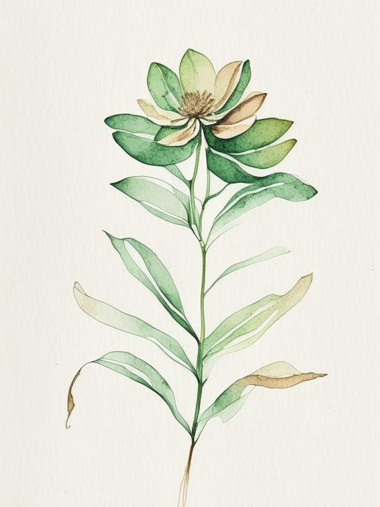 Zinnia Leaf Minimalist Watercolour 2