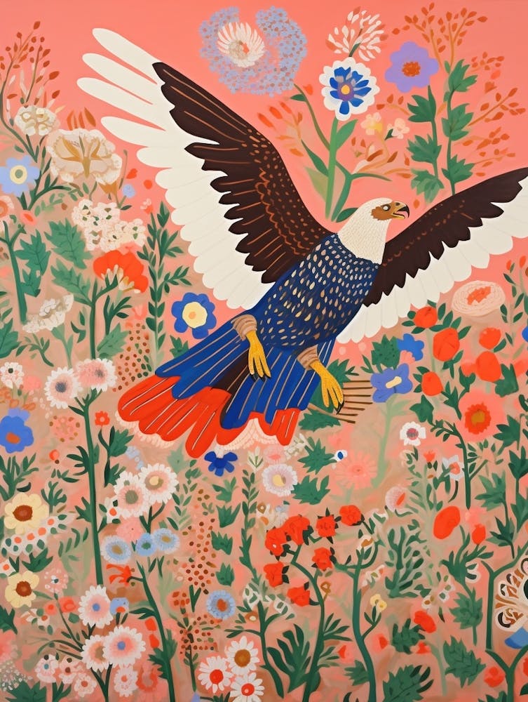 Maximalist Bird Painting Bald Eagle 3