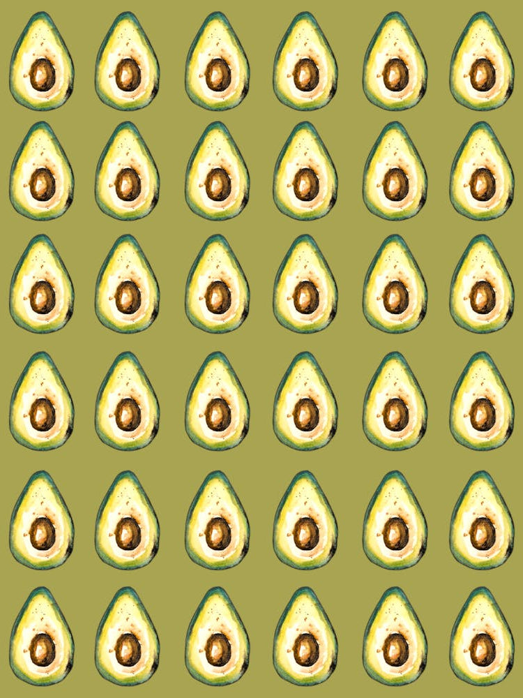 Avocado Green Illustration Watercolour Kitchen