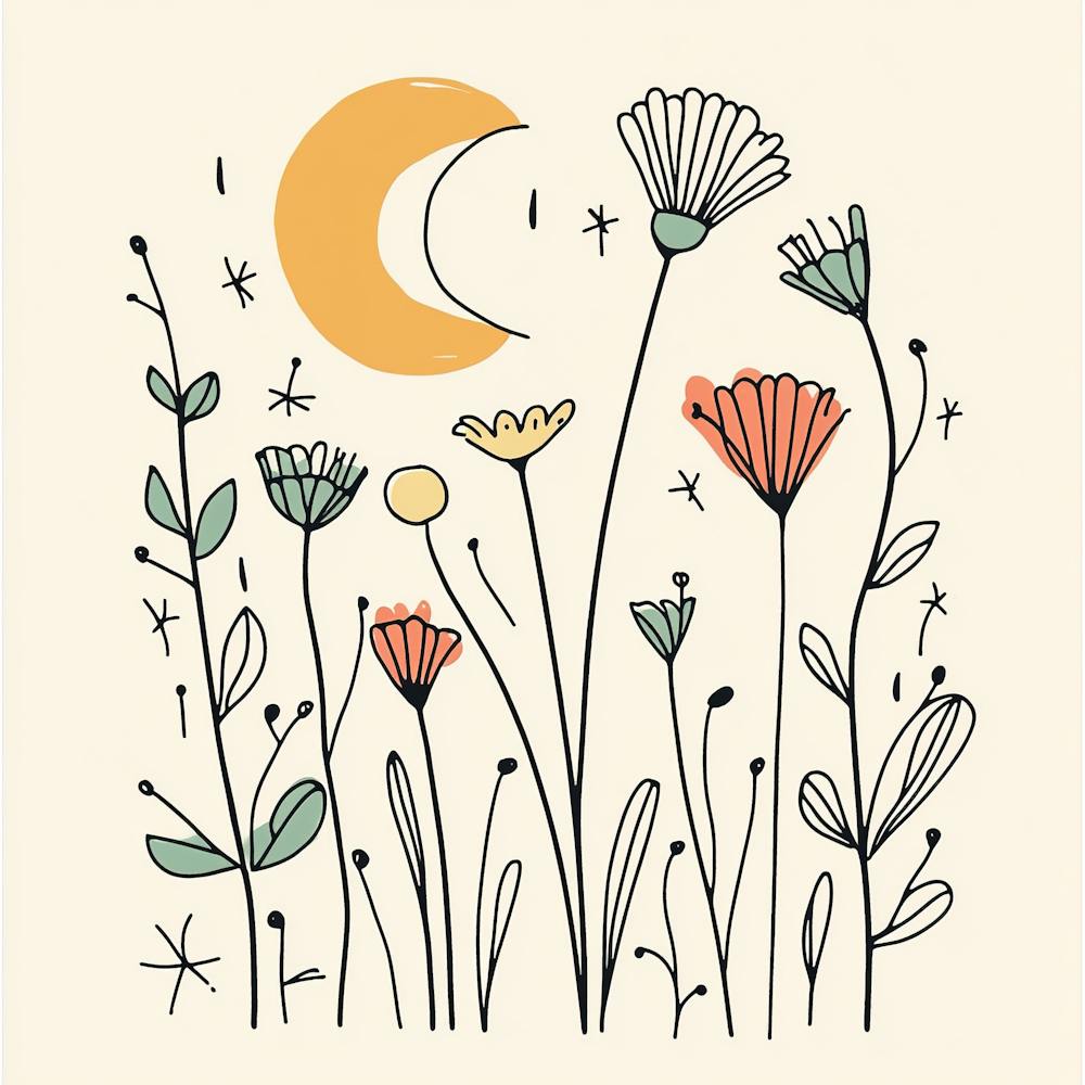 Cute Line Art Wildflowers 6