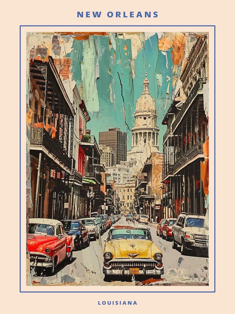 Affiche Collage Rétro New Orleans 4