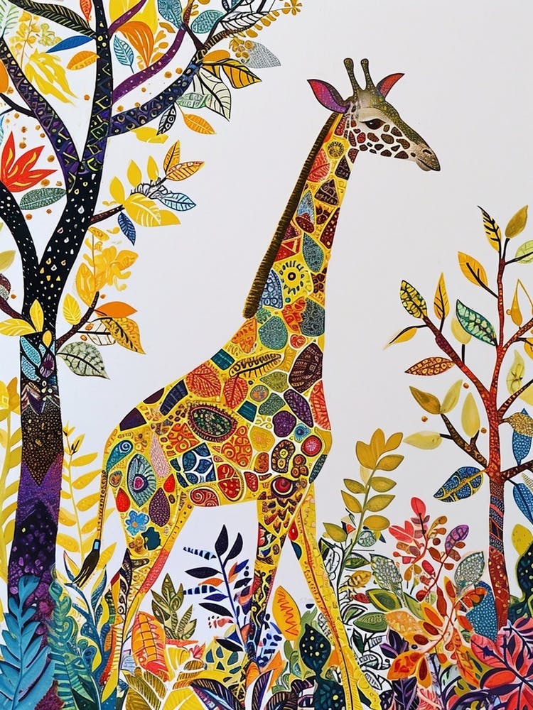 Colourful Giraffe With Patterns 1