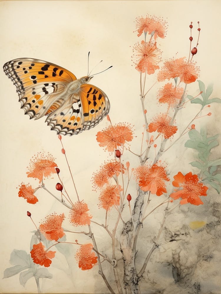 Warm Butterfly Japanese Style Painting 2