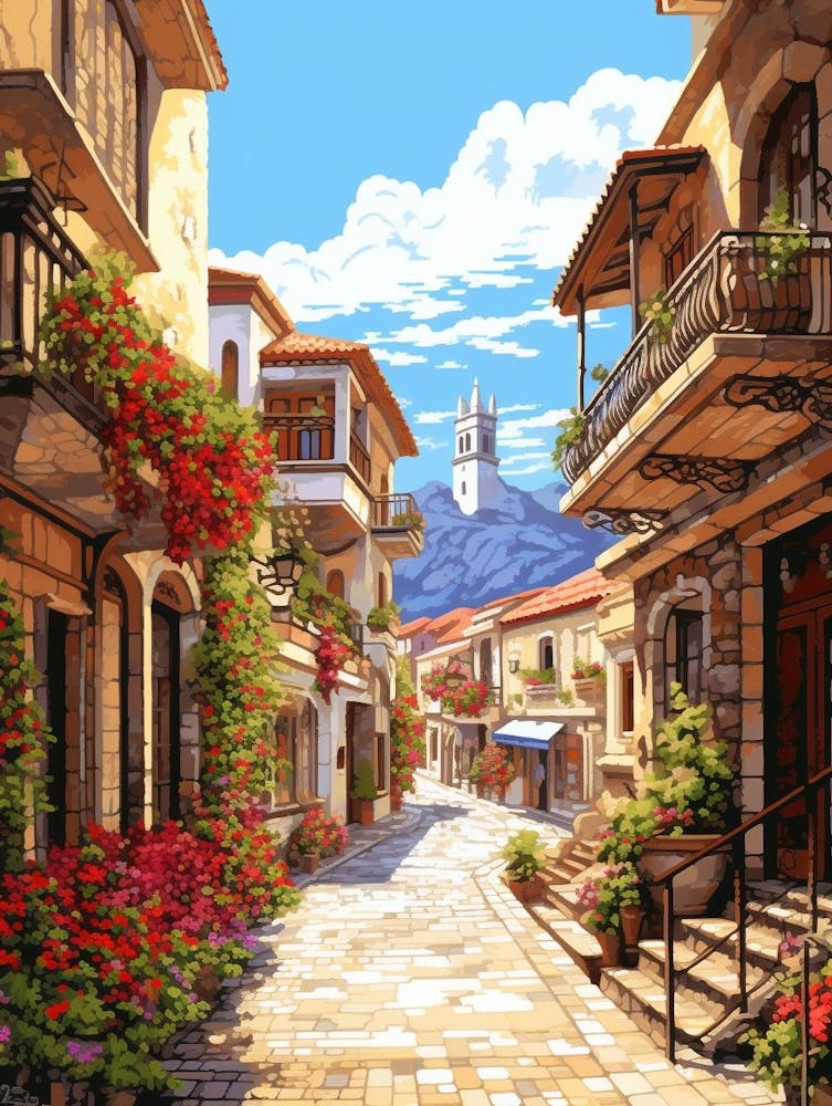 Antalya Old Town Pixel Art 1