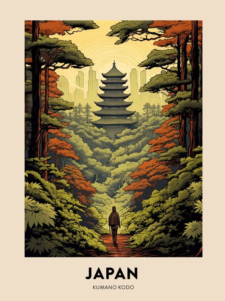 Kumano Kodo Japan 1 Vintage Hiking Travel Poster