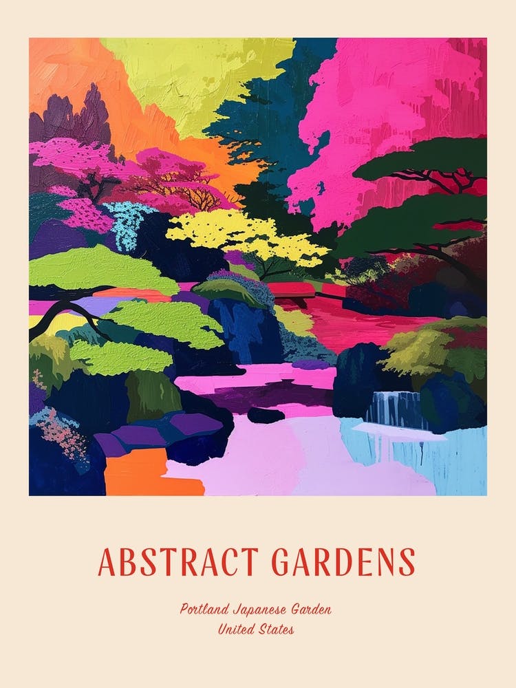 Colourful Gardens Portland Japanese Garden Usa 2 Red Poster