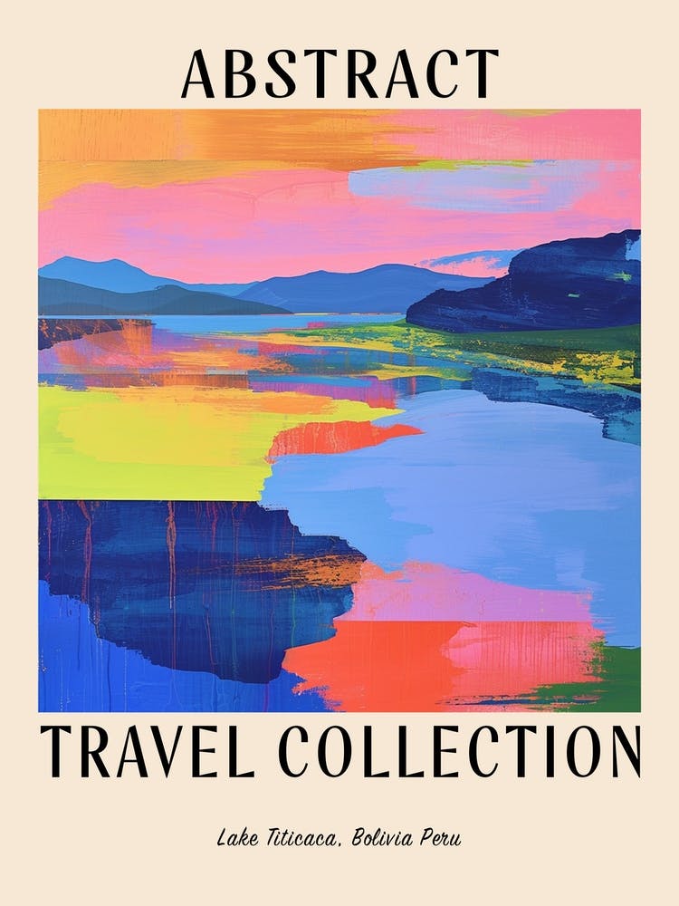Poster de Collection Voyage Abstrait Lac Titicaca Bolivie Pérou 2