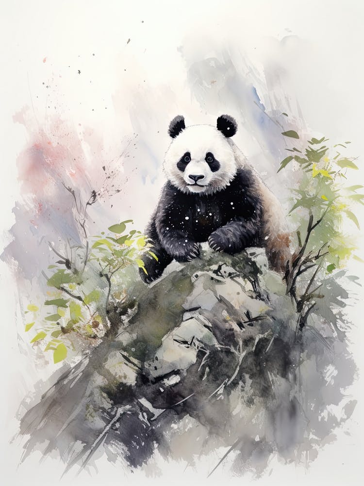 Panda Art In Chinese Brush Painting Style 2