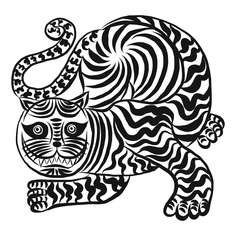 Tiger Black And White Square